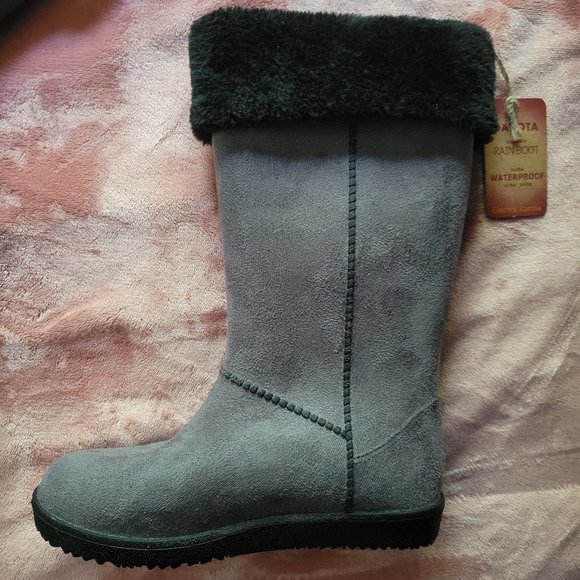 Womens Size 7 Electric Karma Dakota Gray Ultra Suede Plush Lined Rain Boots NWOT - Picture 4 of 11